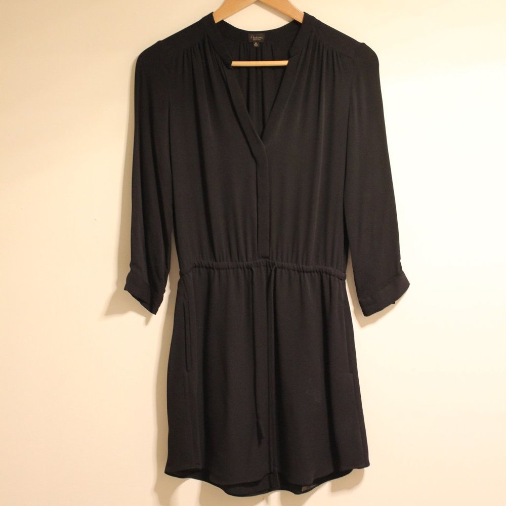 Aritzia Babaton Black Silk Tie Waist Mini Dress XS